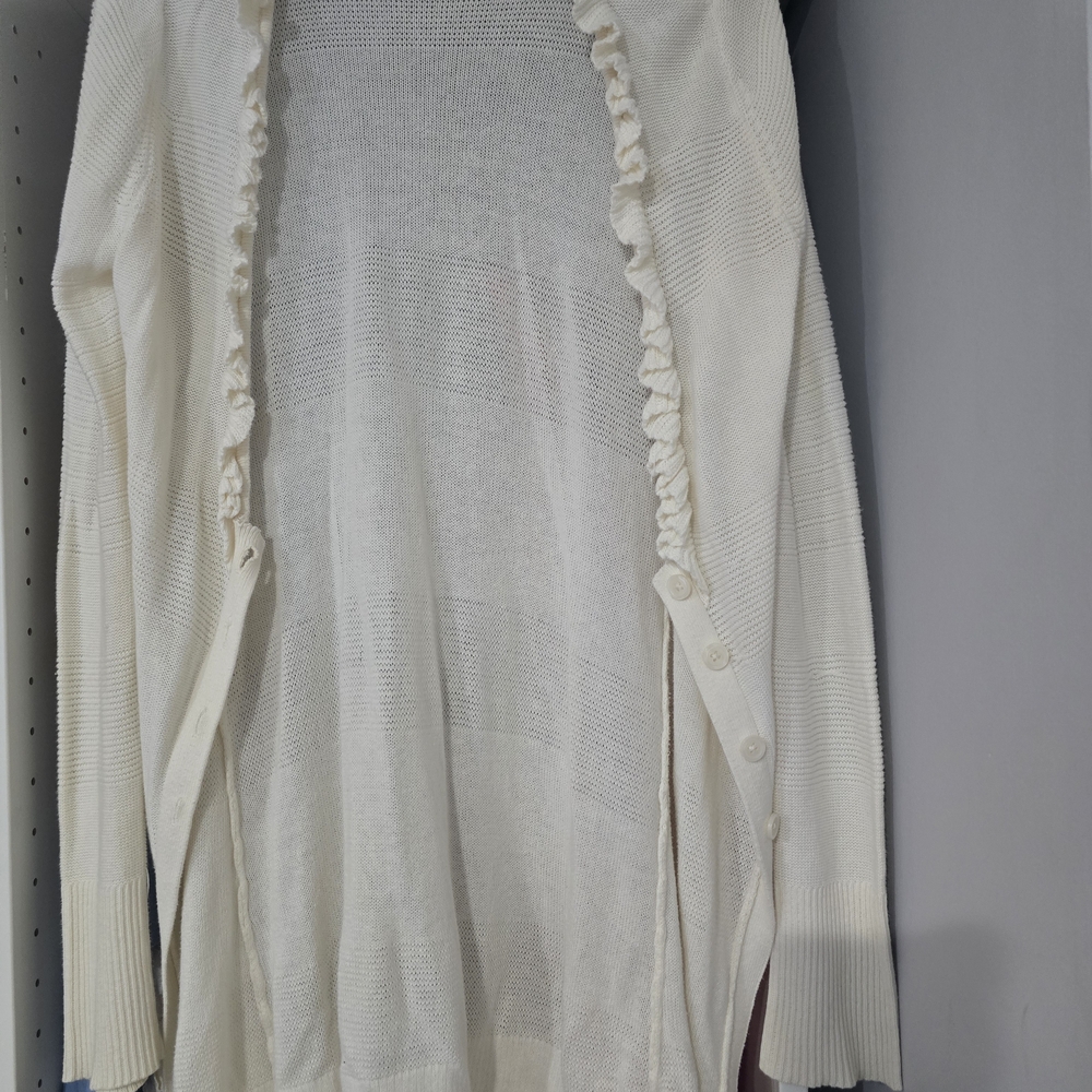 Elle Cream Women's Cardigan with Ruffle Detail